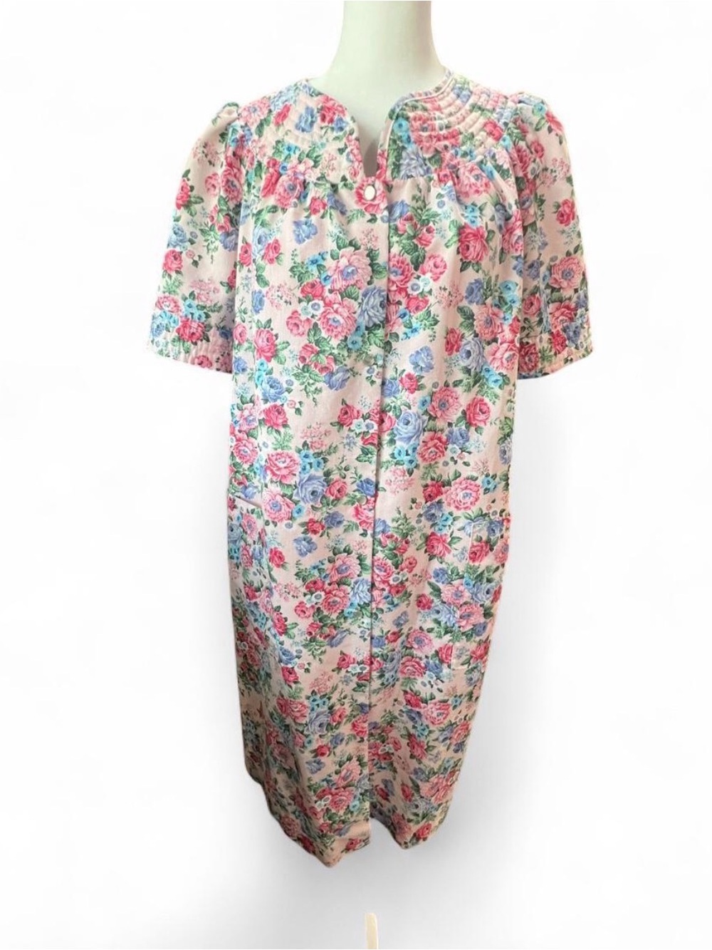 Vintage 90’s Y2K Floral Smocked Nightgown - Pink Floral